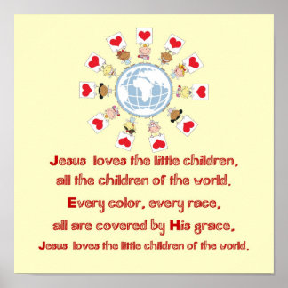 Póster Jesús ama a los niños pequeños