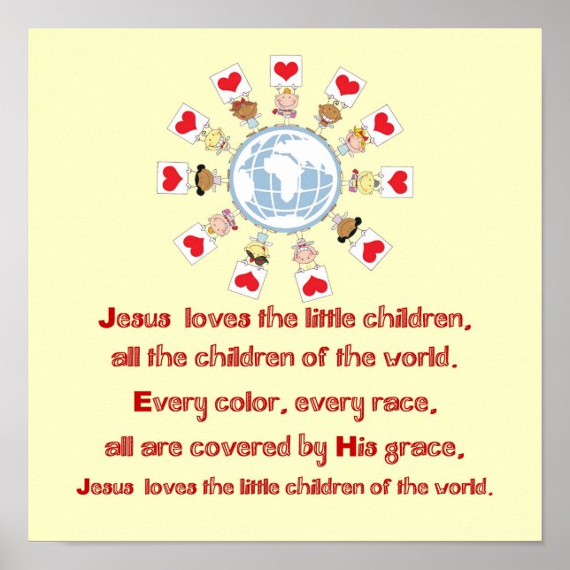 Póster Jesús ama a los niños pequeños (Frente)
