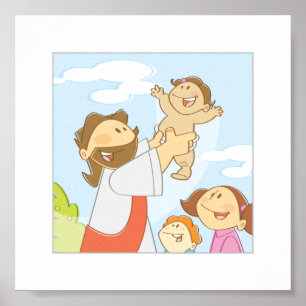 Póster Jesús ama a los niños pequeños - 6 x 6"
