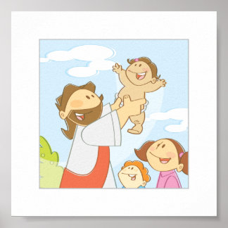 Póster Jesús ama a los niños pequeños - 6 x 6"