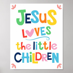 Póster Jesús Ama A Los Niños Pequeños Cristianos