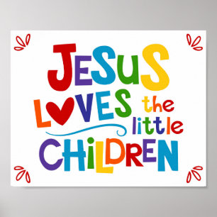 Póster Jesús Ama A Los Niños Pequeños Cristianos