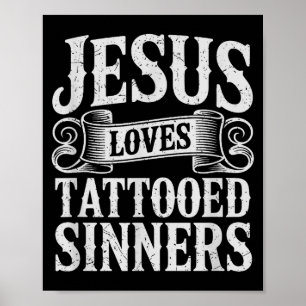 Póster Jesús ama a los pecadores tatuados Fe cristiana ta