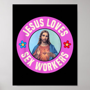 Póster Jesús ama a los trabajadores Flores de fe cristian