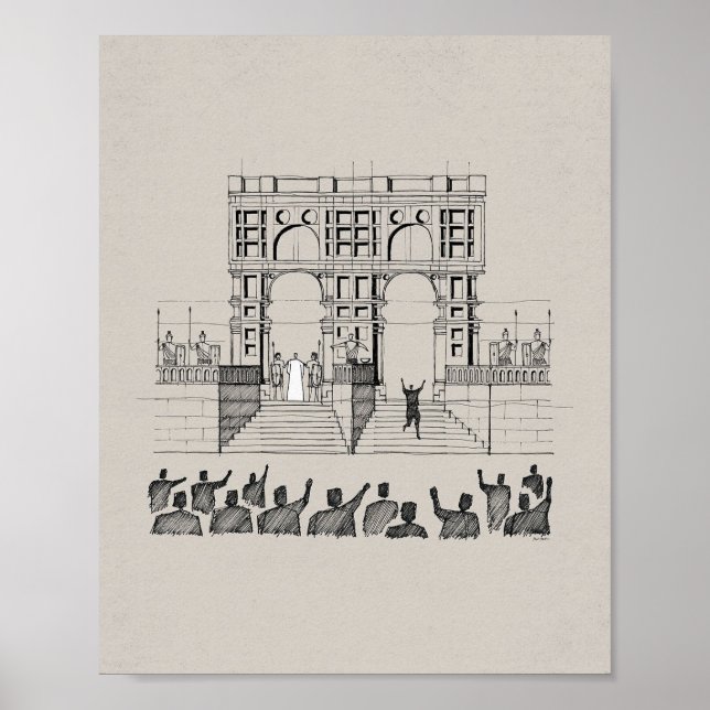 Póster Jesús antes del Pilato - Rey del Muro de la Biblia (Frente)