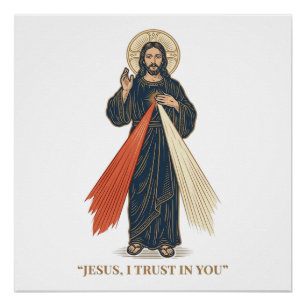 Póster Jesús Antiguo Confío en Ti Diseño Vectorial Religi