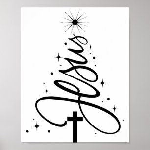 Póster Jesús árbol de Navidad versículo de la Biblia cris