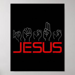 Póster Jesus ASL American Rótulo Language Christian Deaf 