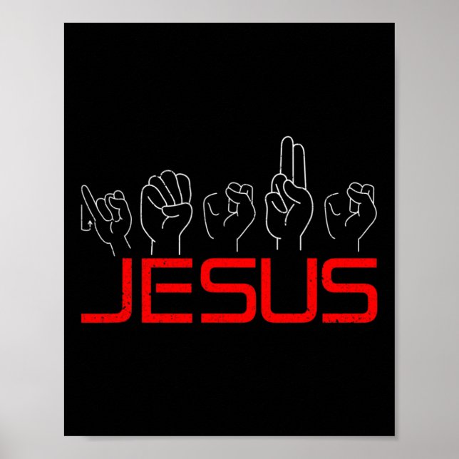 Póster Jesus ASL American Rótulo Language Christian Deaf  (Frente)