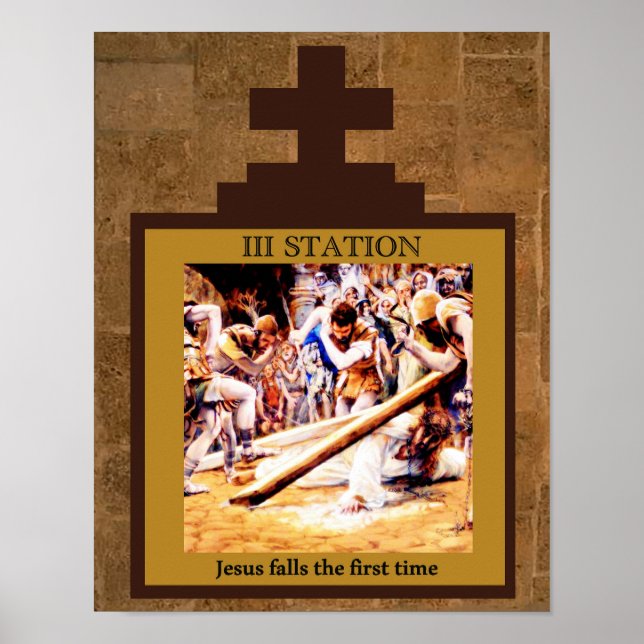 Póster Jesús cae el primer Poster de la estación 3 (Frente)