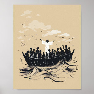 Póster Jesús calma la tormenta – Barco pacífico