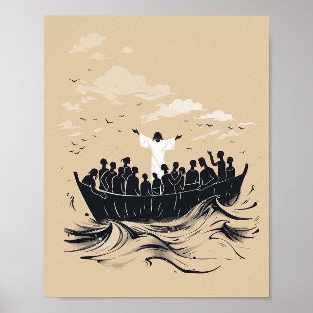 Póster Jesús calma la tormenta – Barco pacífico (Frente)
