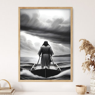 Póster Jesús calma la tormenta, Cállate, Jesús arte, Bibl