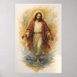 Póster Jesús Camina Sobre el Agua Arte, Pared del Milagro
