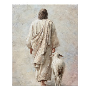 Póster Jesús caminando con el cordero
