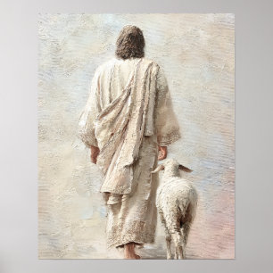 Póster Jesús caminando con el cordero