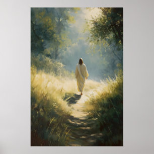 Póster Jesús caminando El Buen Pastor Él me guía Jesús