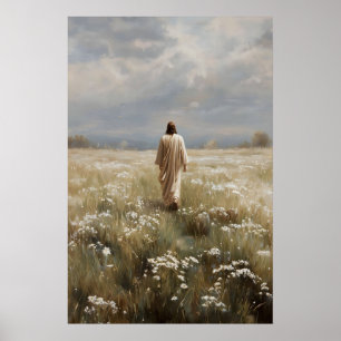 Póster Jesús caminando El Buen Pastor Él me guía Jesús 