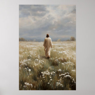 Póster Jesús caminando El Buen Pastor Él me guía Jesús