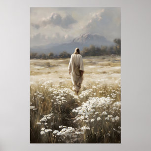 Póster Jesús caminando El Buen Pastor Él me guía Jesús