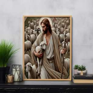 Póster Jesús Caminando entre su rebaño