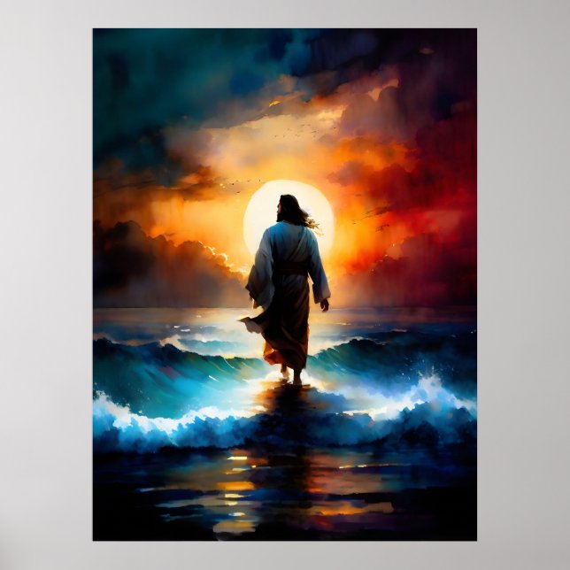 Póster Jesús Caminando Por El Agua (Frente)