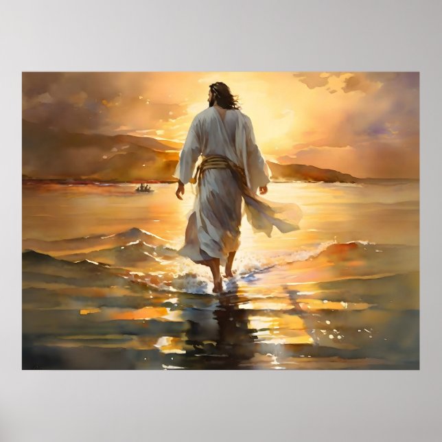Póster Jesús Caminando Por El Agua (Frente)
