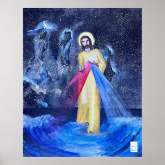 Póster Jesús caminando sobre el agua con Pilares de la Cr