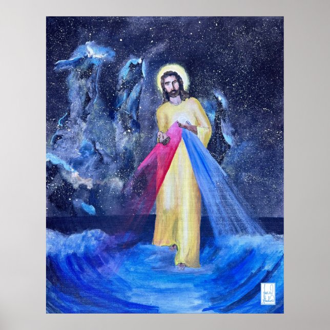 Póster Jesús caminando sobre el agua con Pilares de la Cr (Frente)