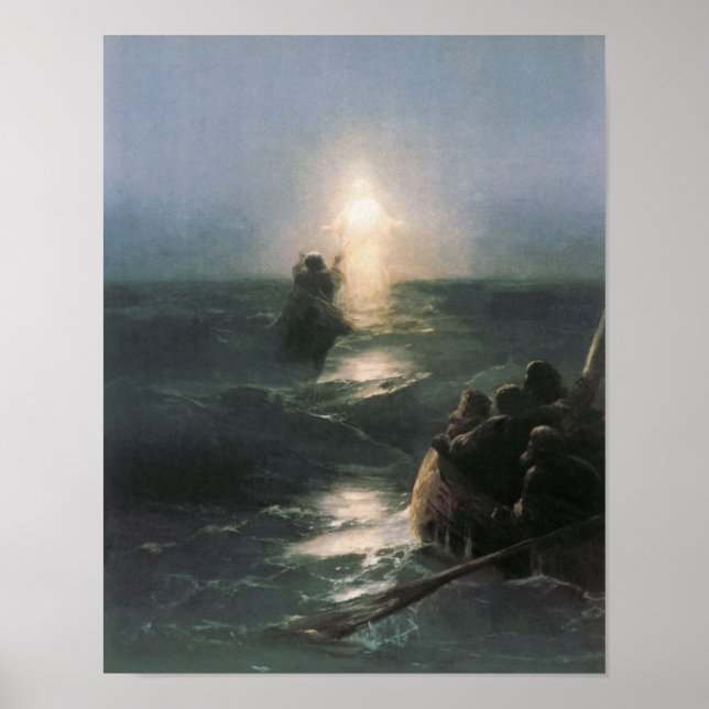 Póster Jesús caminando sobre el agua, pintura de Ivan Aiv (Frente)