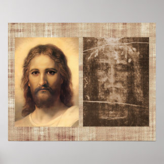Póster Jesús Cara Santa y mortaja de Turín