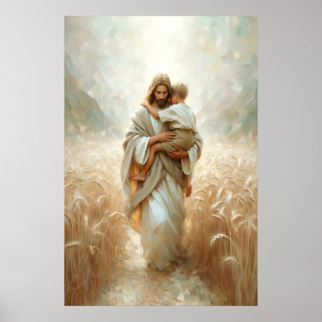 Póster Jesus Carrying Boy Jesus and Child Jesus and Kids  (Frente)