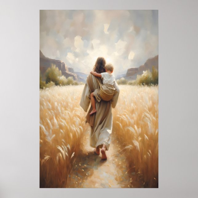 Póster Jesus Carrying Child Jesus and Boy Jesus and Kids  (Frente)