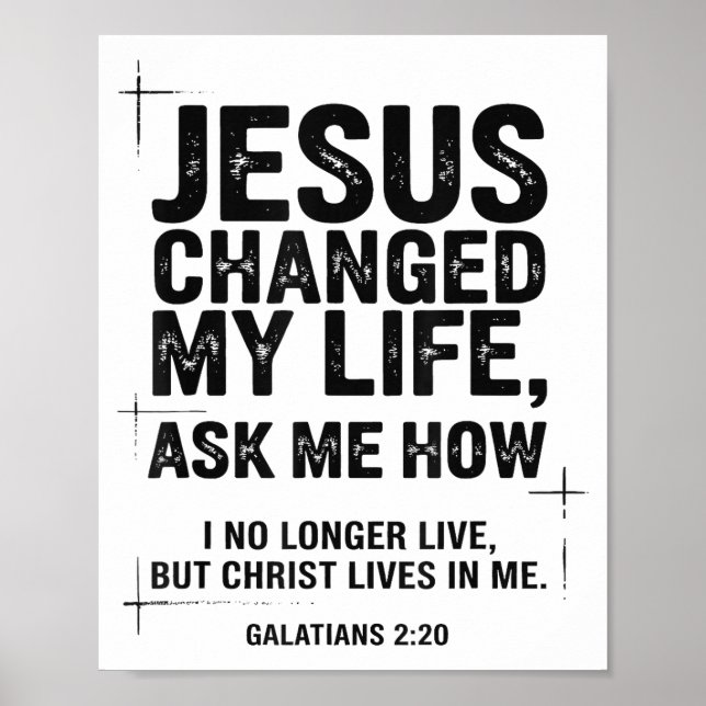 Póster Jesus Changed My Life Ask Me How Christian Bible V (Frente)