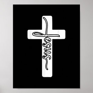Póster Jesus Christ Cross Bible Verses Church God Faith C