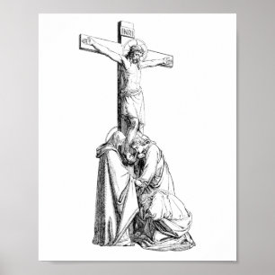 Póster Jesus Christ Crucifixion cross Illustration art