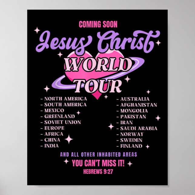 Póster Jesus Christ World Tour Coming Soon You Can't Miss (Frente)