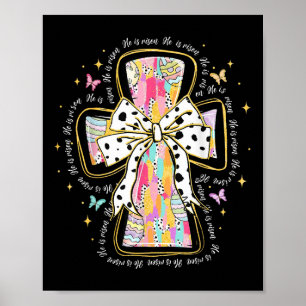 Póster Jesús Christian Coquette Bow Feliz Pascua Él Es Ri