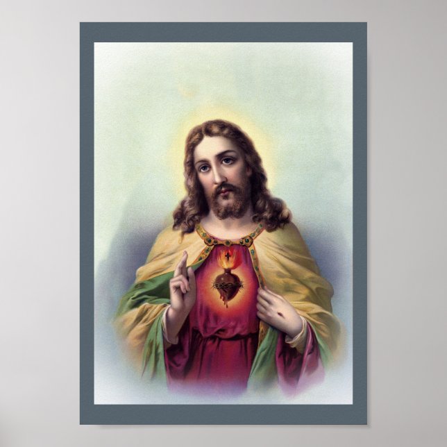 Póster Jesús con el corazón brillante (Frente)