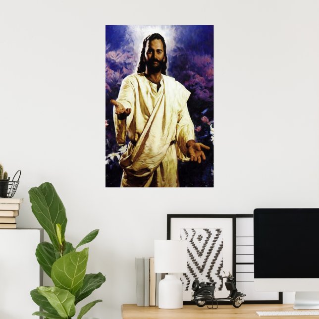 Póster Jesús con sus brazos abiertos. (Oficina en casa)