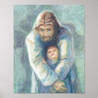 Póster Jesús con un niño