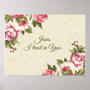 Póster Jesús, confío en ti Cita con rosas rosas rosas