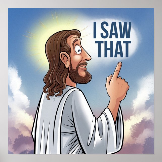 Póster Jesús cristiano te está vigilando, Jesús lo vi (Frente)