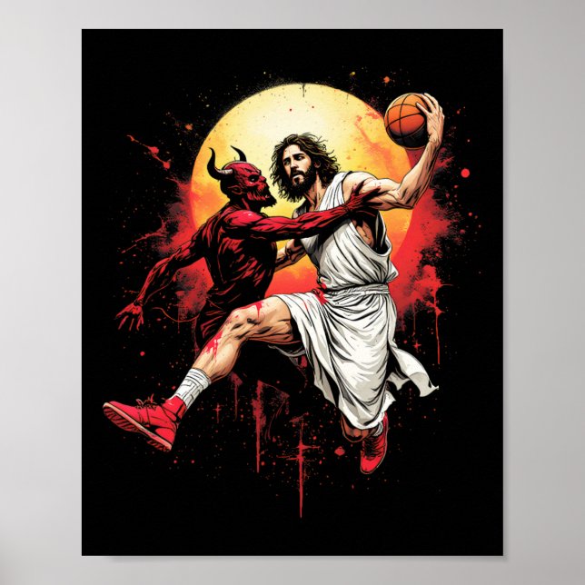 Póster Jesús Cruzando Al Diablo Boceto Amante Cristiano (Frente)