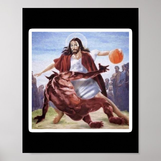 Póster Jesús cruzando Satan Bysketbyll (Frente)