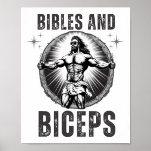 Póster Jesús culturismo Fitness Biblias Y Bíceps Divertid