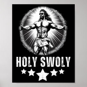 Póster Jesús culturismo Fitness Santo Swoly Divertido Gim