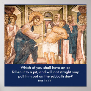 Póster Jesús cura al hombre con hidropesía - poster
