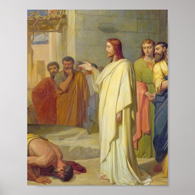 Póster Jesús Curando El Leper 1864 Jean Marie Melchior (Frente)