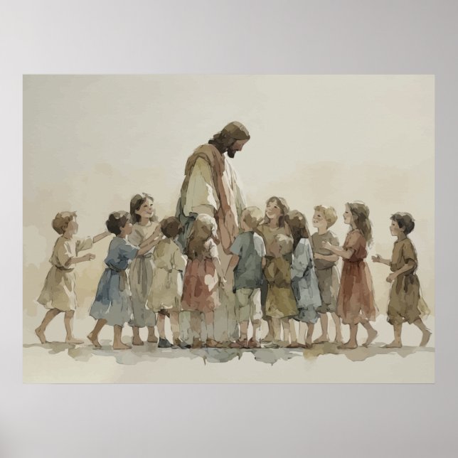 Póster Jesús da la bienvenida a los niños (Frente)